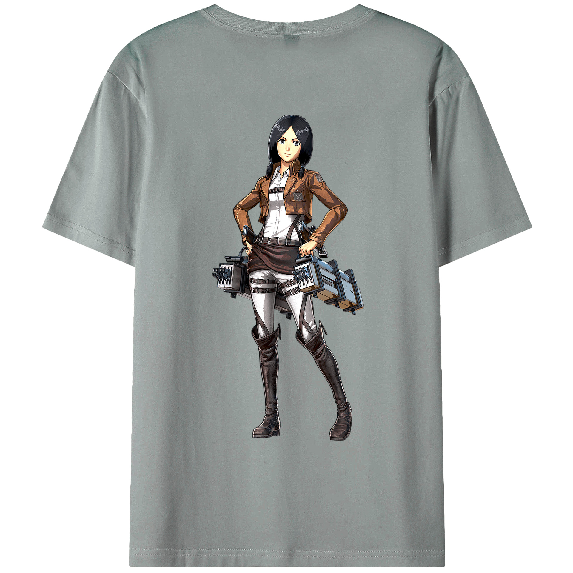 （画像用） 進撃の巨人 ミカサ·アッカーマン Attack on Titan Mikasa Ackerman 綿100％ メンズ半袖Tシャツ（バックプリント） 通気性